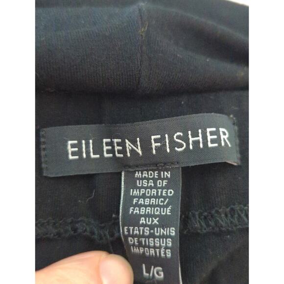 Eileen Fisher‎ Black Wide Leg Cropped Pants Women's Large Lagan Look Coastal - Picture 8 of 8